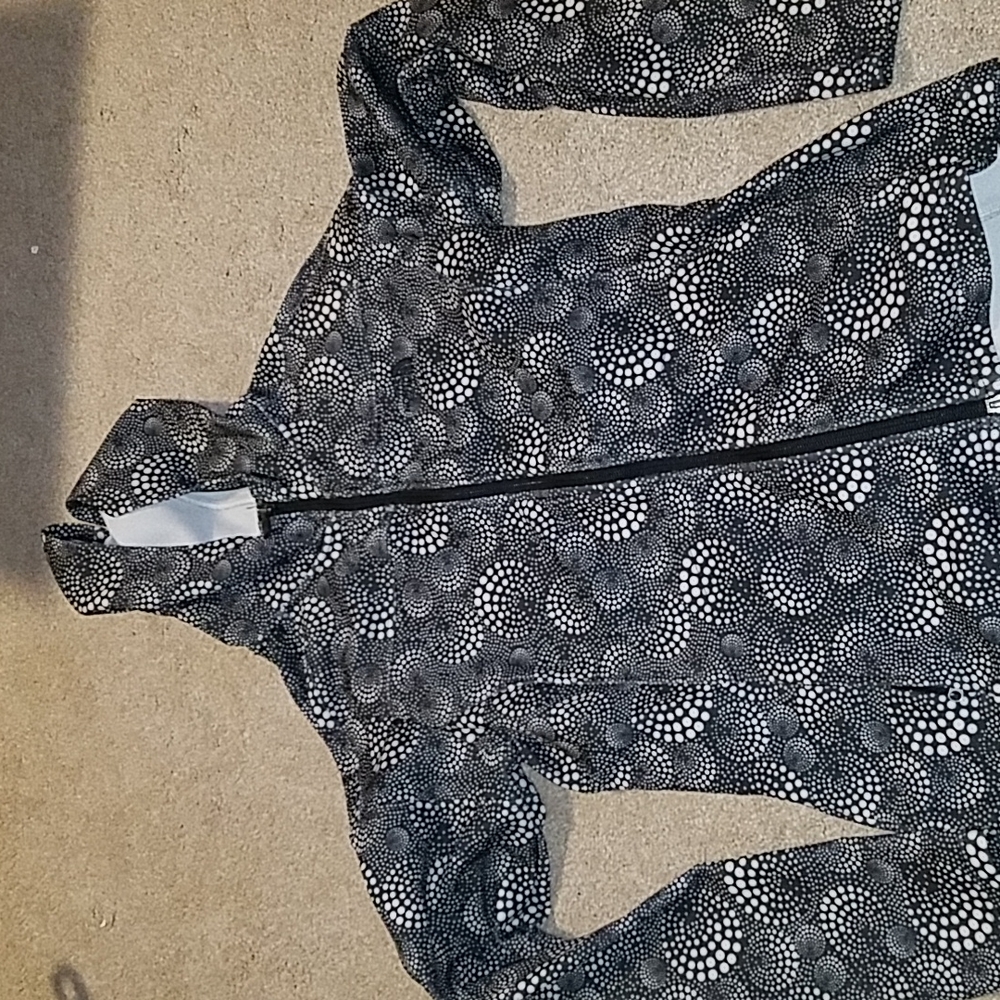 North Face zip up hoodie black white print